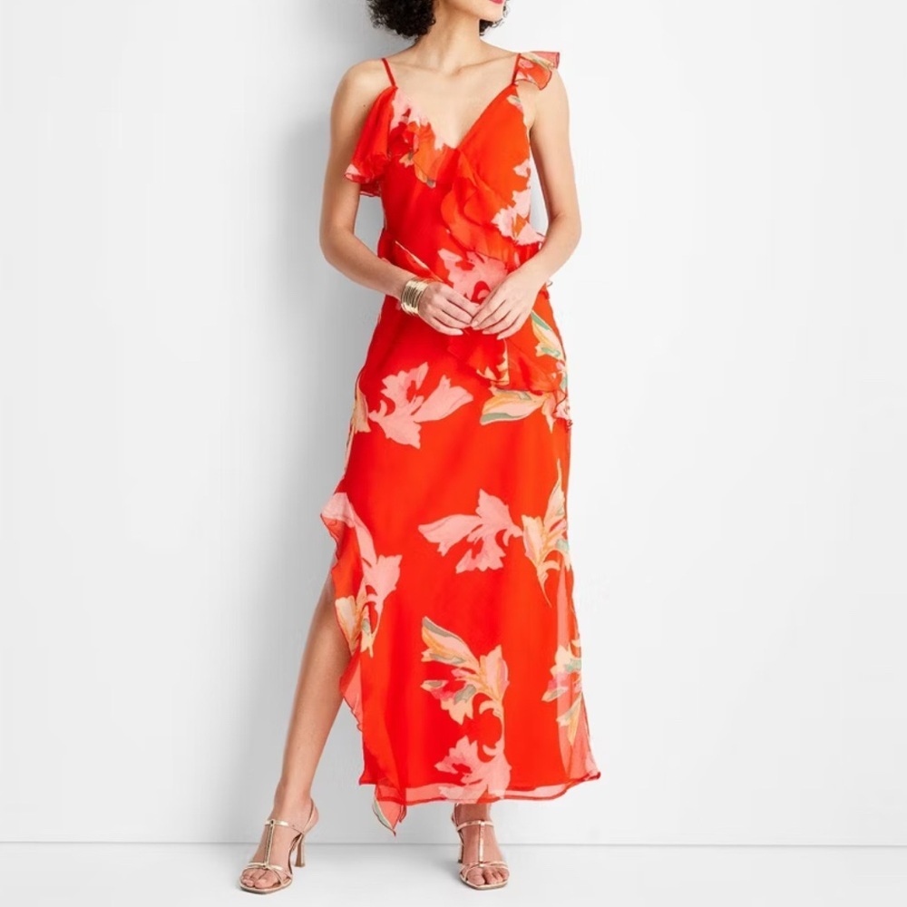 Future Collective Jenne Naylor Floral Ruffle Maxi Size Small‎ NWT